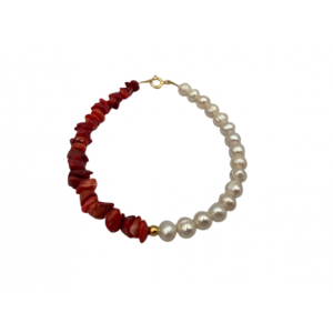 Βραχιόλι μαργαριτάρι με κοράλι