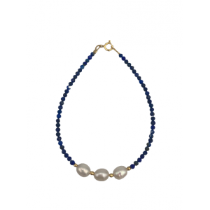 Βραχιόλι λάπις λάζουλι μαργαριτάρι